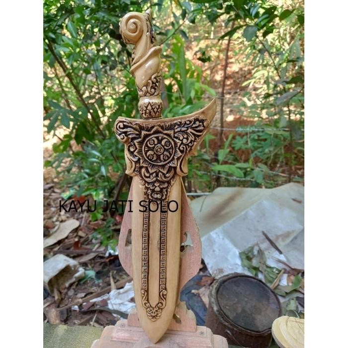 warangka betok jati ukir ukiran sastra jendra jati  antikan keris KJS126 XC3
