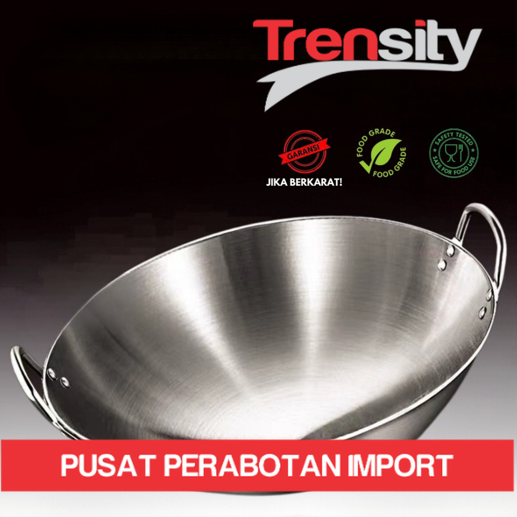 wajan penggorengan tebal semua stainless steel/wajan anti lengket stainless steel 304 asli/wajan cek