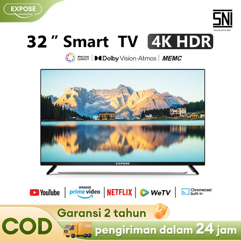 TV Android 32 inch Smart TV 43 inch 4K Android 12.0 Dolby Audio WIFI Youtube/Google Garansi 5 tahun