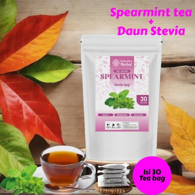 

SEHATKUHERBAL Sweet Spearmint tea : Spearmint tea with Stevia Leaf (pemanis alami) tea isi 30 tea bag