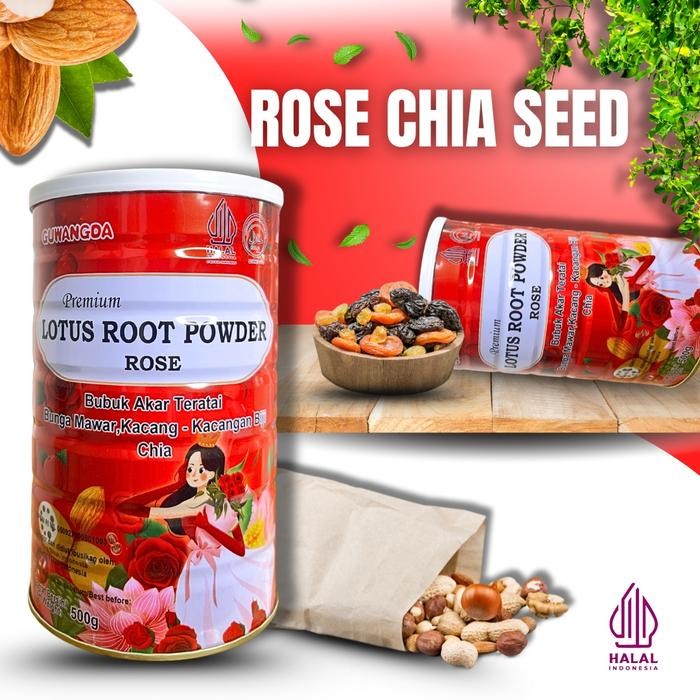 

OUFEN LOTUS ROOT POWDER BUBUK AKAR TERATAI MAWAR ALMOND BIJI CHIA