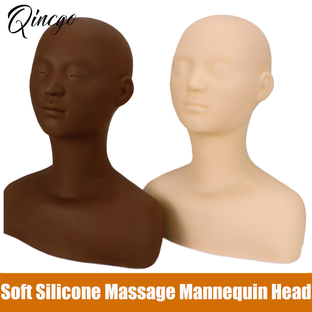 Soft Silicone Massage Training Mannequin Head Half Body Model With Shoulder Cosmetology Mannequin Fo