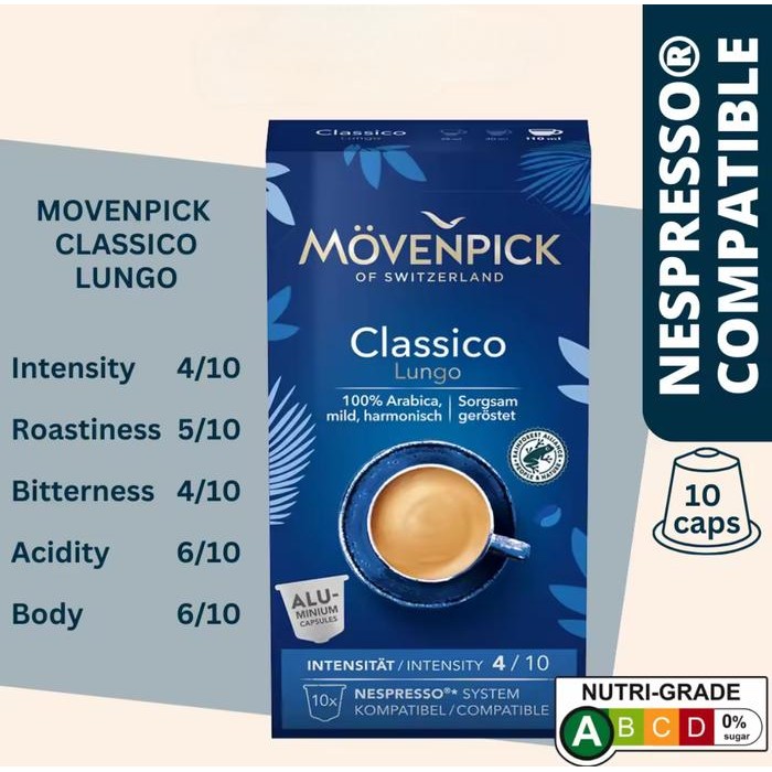 

MOVENPICK Nespresso Coffee Capsule Kapsul Kopi Original - Classico Lungo
