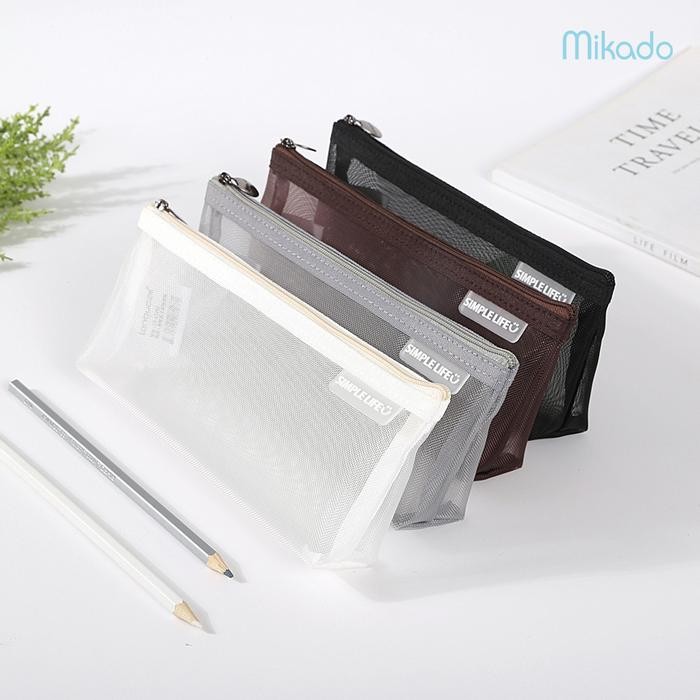 

NEW TREND~ KY254 Languo MONO Mesh Pencil Case / Kotak Pensil / Pouch - Black