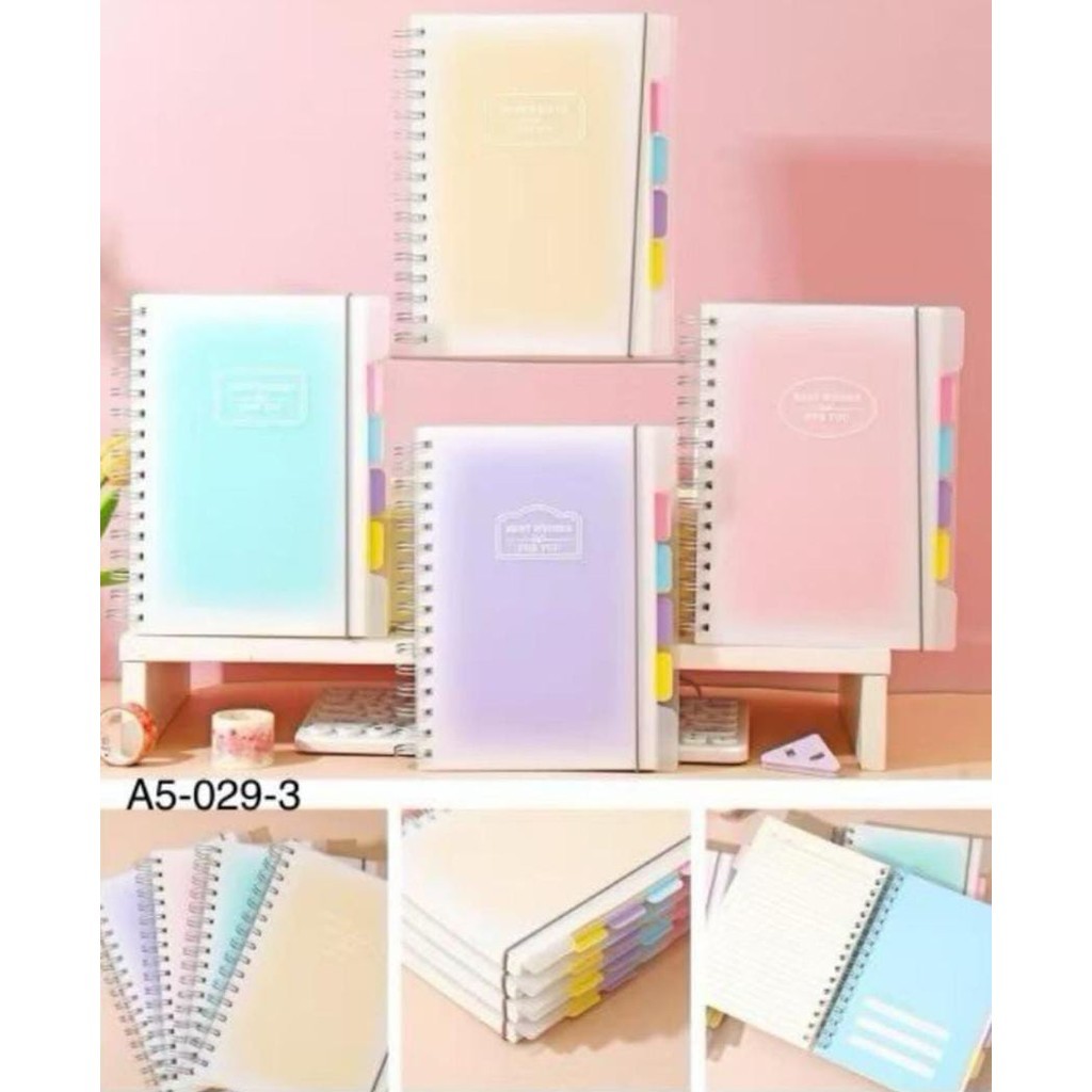 

*KA* BUKU SPIRAL PEMBATAS + TALI A5 / NOTEBOOK SAMPUL PVC / DIARY JURNAL 124 LEMBAR NEW