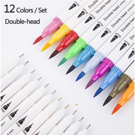 

[New Arrival] Double Head Marker Pen (12pcs) - WHITE