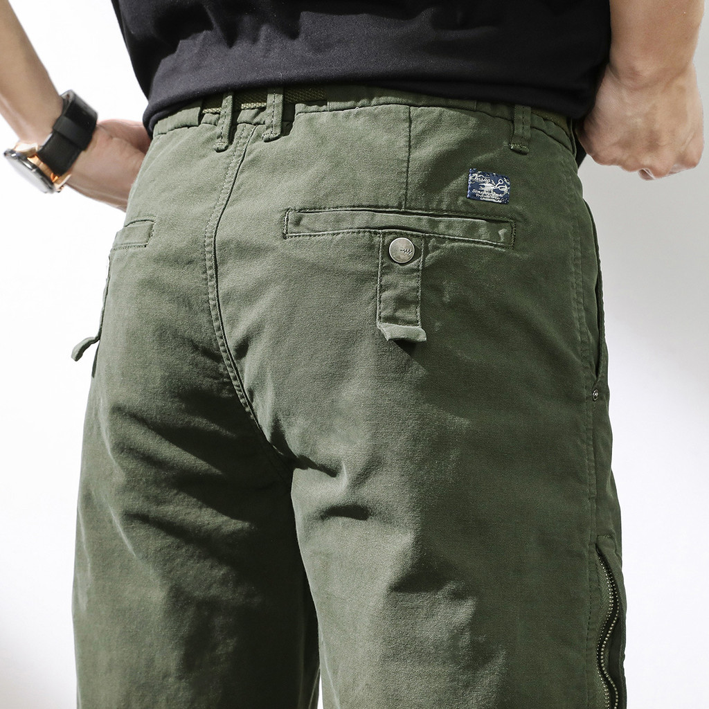 Korea Style Cargo Casual Pants Men Clothing Army Green Black Brown Joggers Streetwear Pants Men Zipp