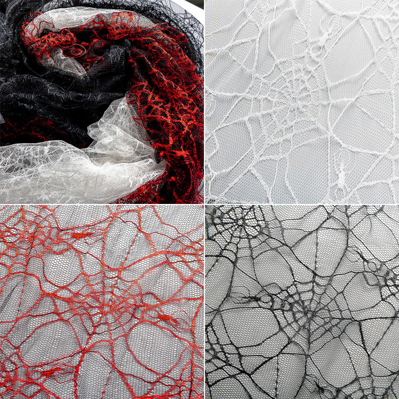 

1Yard Halloween Stage Decoration Spider Web Jacquard Lace Fabric Soft Polyester Mesh Hexagonal Fabric For Performance Clothes