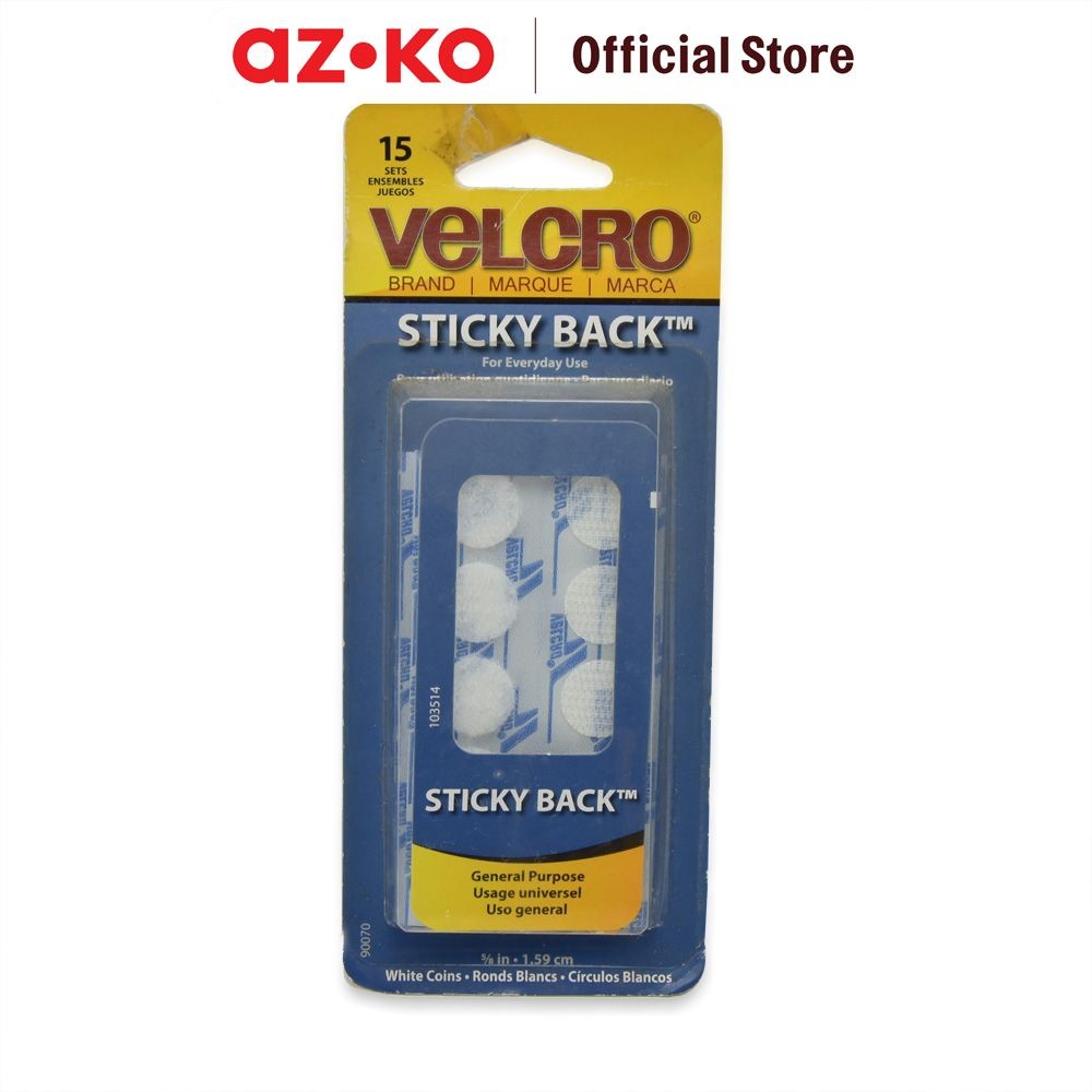 AZKO Velcro Coins Sticky Back Tape 1.59 cm 15 Set - Putih Velkro Kain Perekat Tape Pengait Kain Alat