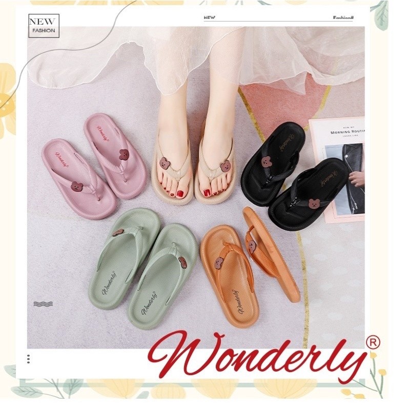 PROMO M2288 [WONDERLY] Sandal Jepit Wanita Sendal Jepit Boneka Sandal Jelly Beruang