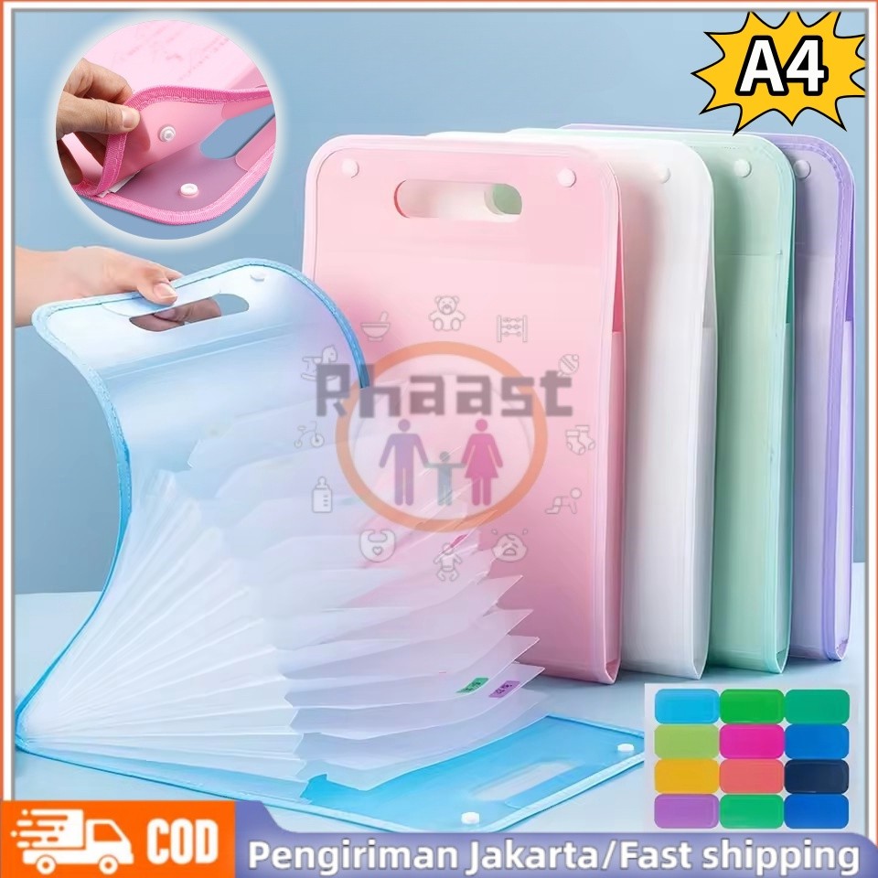 

Rhaast 13 Saku File Folder Portable A4 Huruf Macaron Warna Dokumen Organizer untuk Ruang Kelas Kantor