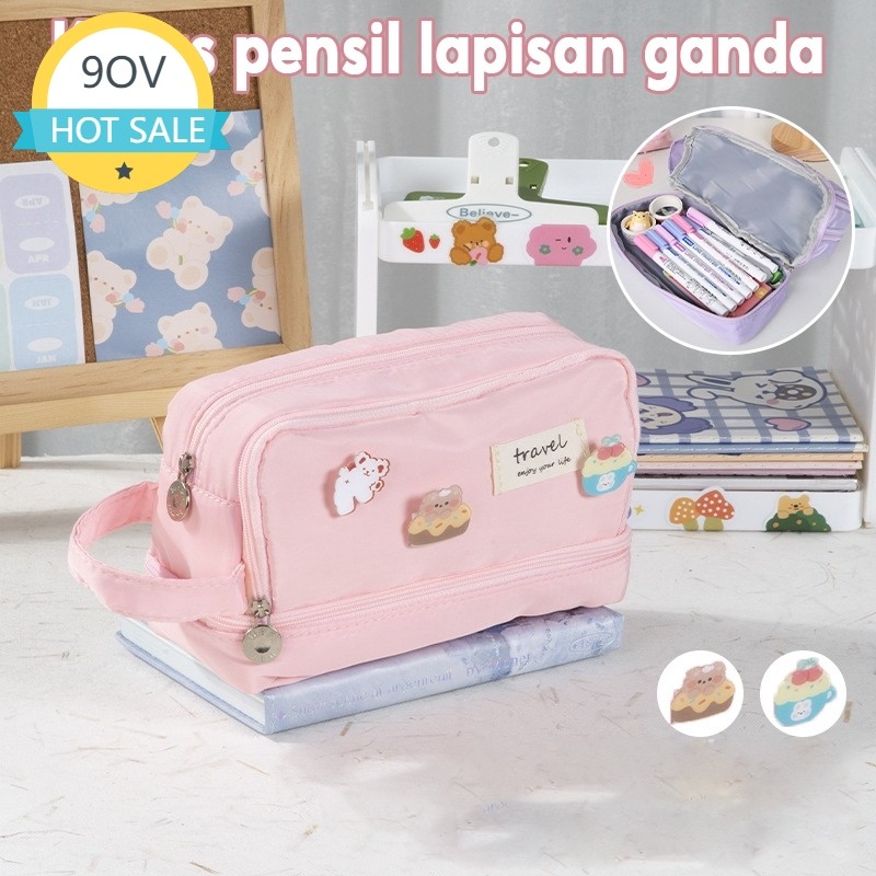 

COD Produk anak Jumbo Pencil Cases Large Capacity Pencil Bag Pouch Holder Box for Girls Office Student Stationery Organizer School