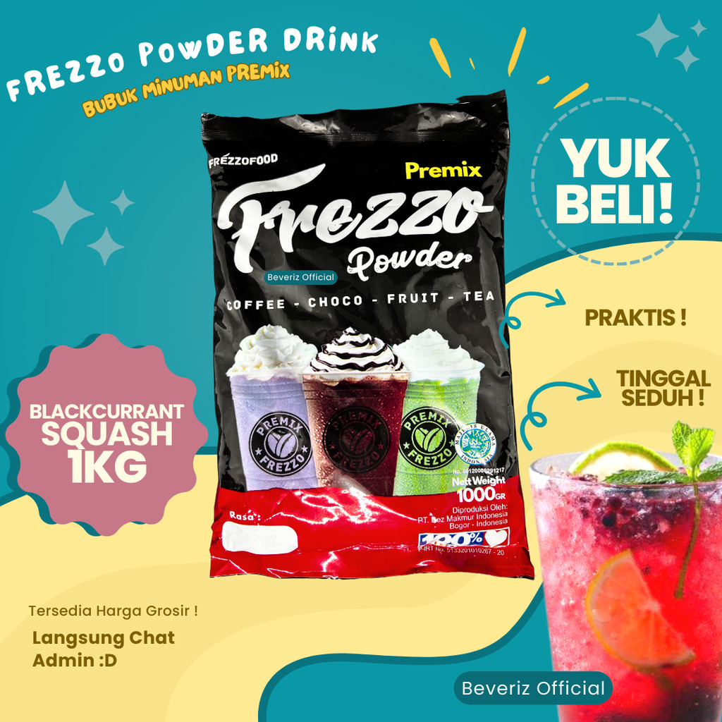 

BEVERIZ Frezzo Bubuk Minuman Rasa Blackcurrant Squash | Boba Powder Drink 1 Kg / 1000gram { Bisa COD} {Tersedia Harga Grosir}