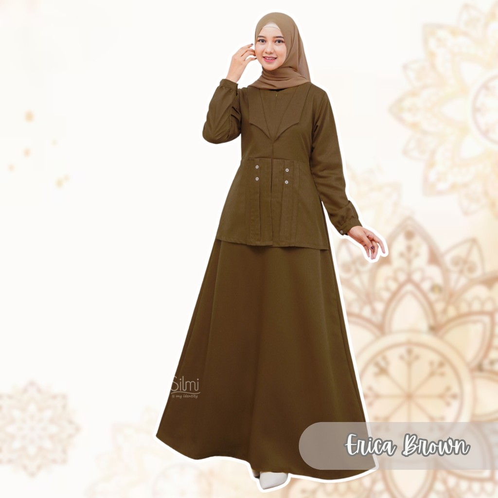 Baju Seragam Dinas PNS Pemda Warna Khaki Bahan Katun Toyobo Gamis Silmi Erica Dress