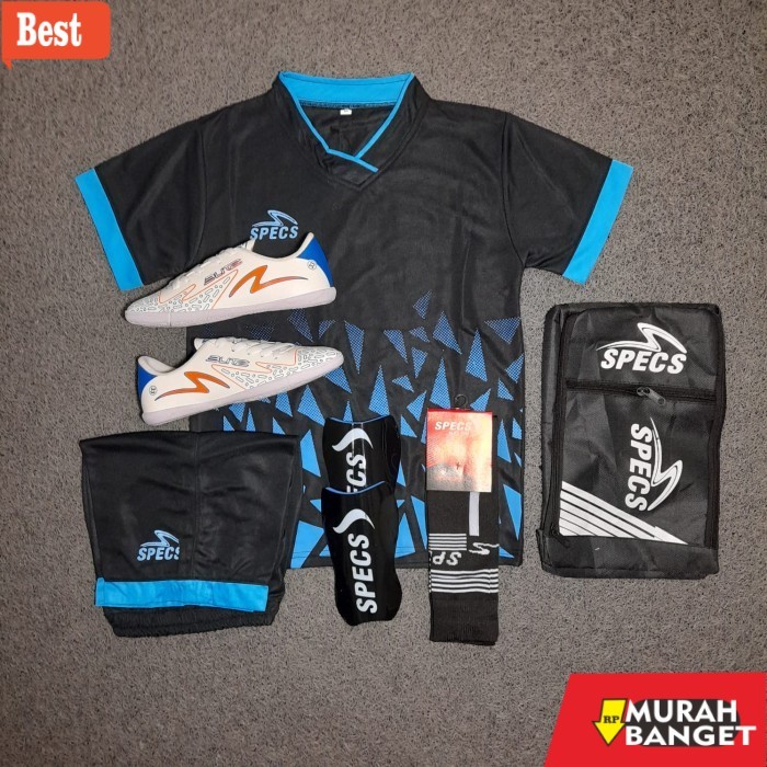 rekomendasi sepatu futsal PAKET KOPLIT 5 SET SEPATU FUTSAL ANAK SPECS SPYDER STELAN JERSEY - Biru Sp