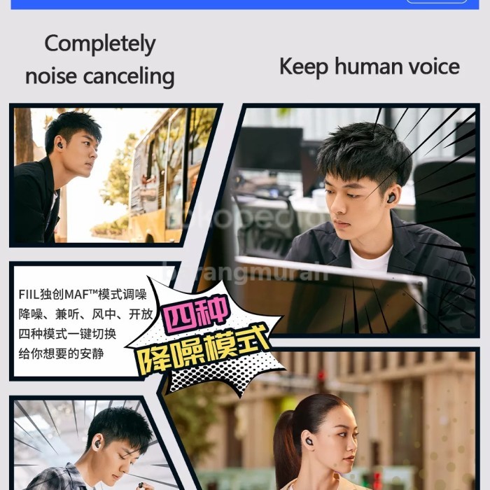 Xiaomi TWS FIIL T2 Pro Bluetooth 5.2 IPX5 ANC 37db Low Latency 7h - FIIL T2 Pro, Garansi 2Hari