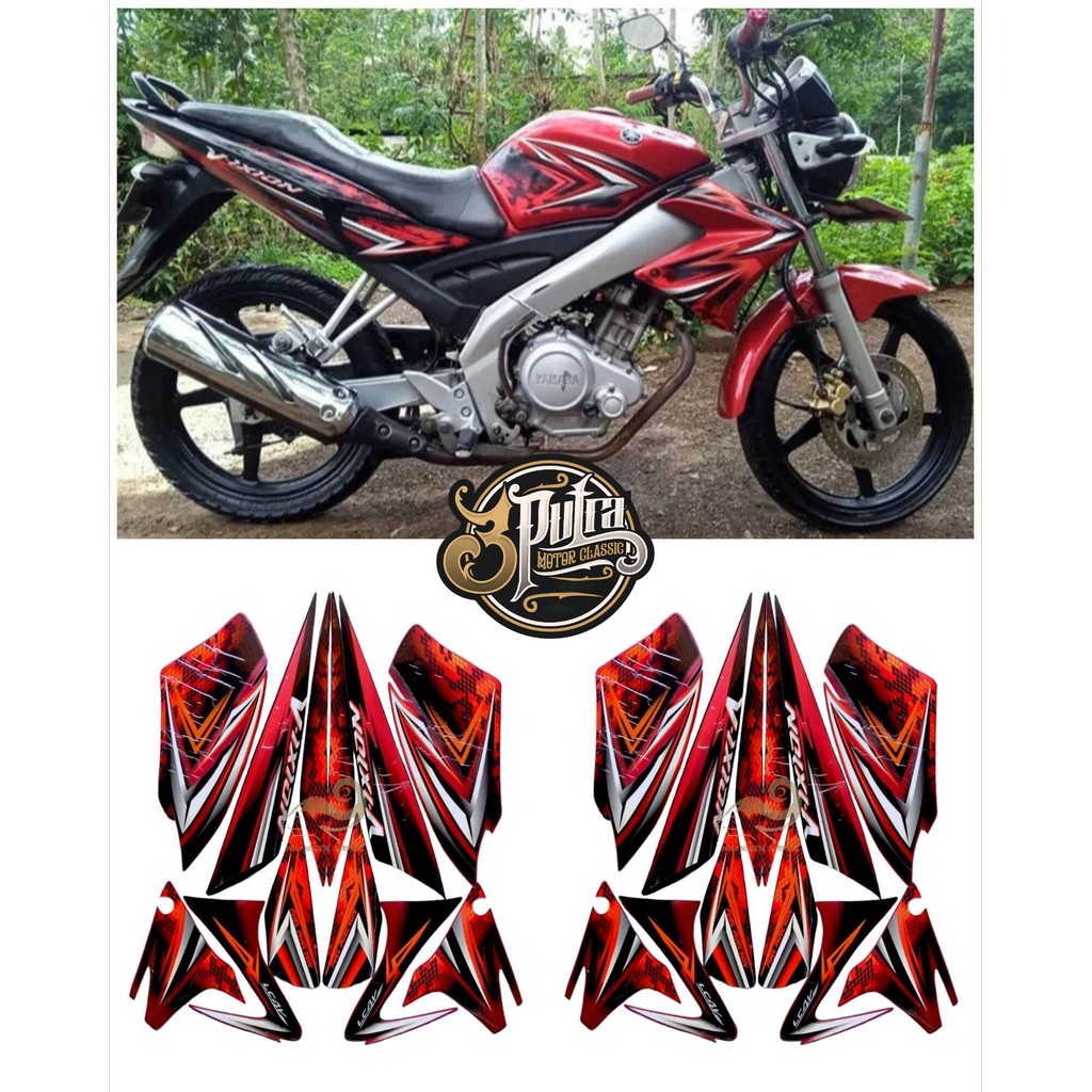 Stiker Striping Motor Yamaha Vixion Old 2008 Merah Standar