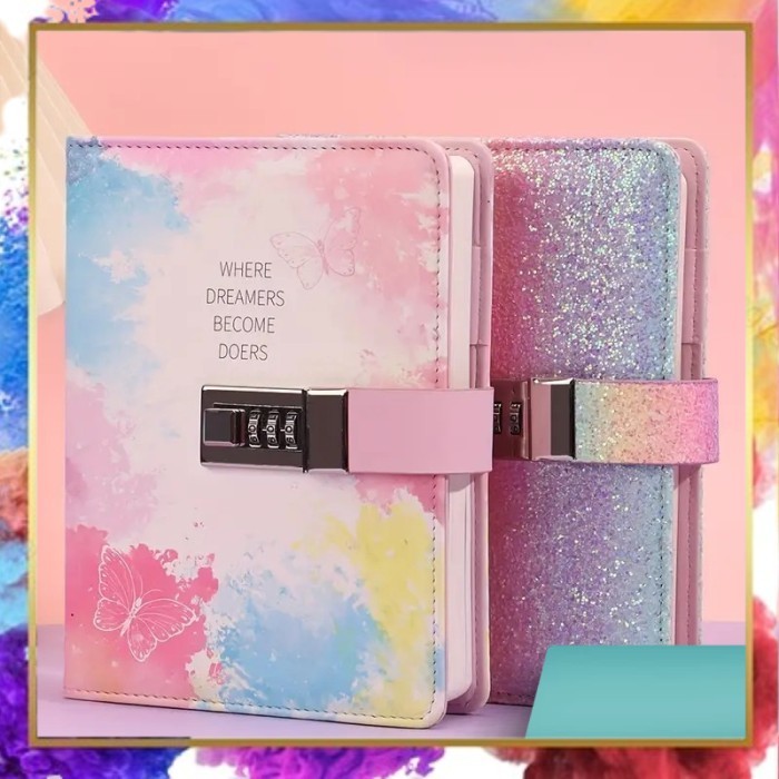 

JIALILI Buku Diary Notebook Catatan Jurnal B6 256 Halaman with Lock - F-5