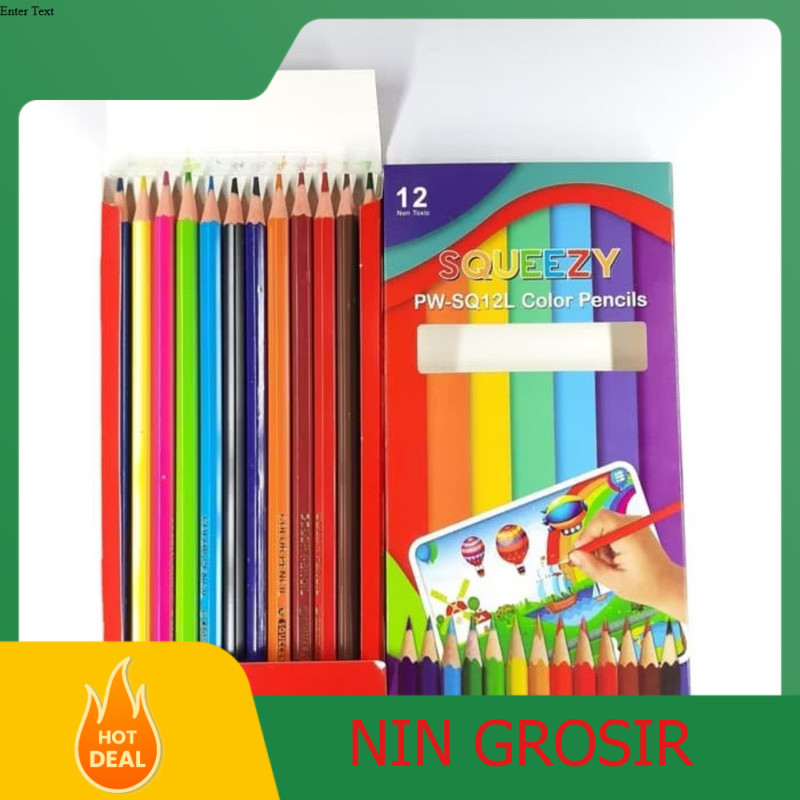 

Pensil Warna Squeezy Panjang 12 Warna Murah / Color Pencil PW-SQ12L