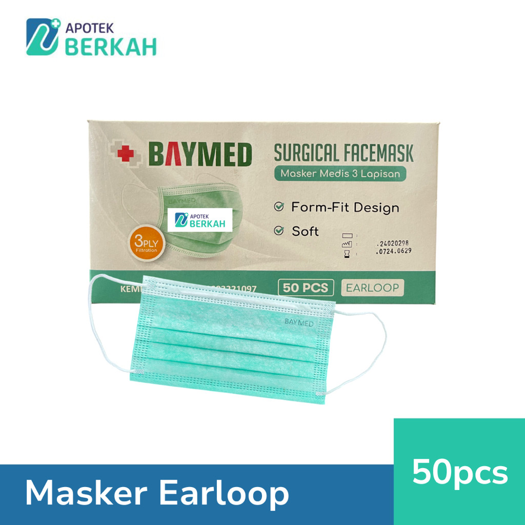 Baymed Surgical FaceMask Masker Earloop - 50 Pcs