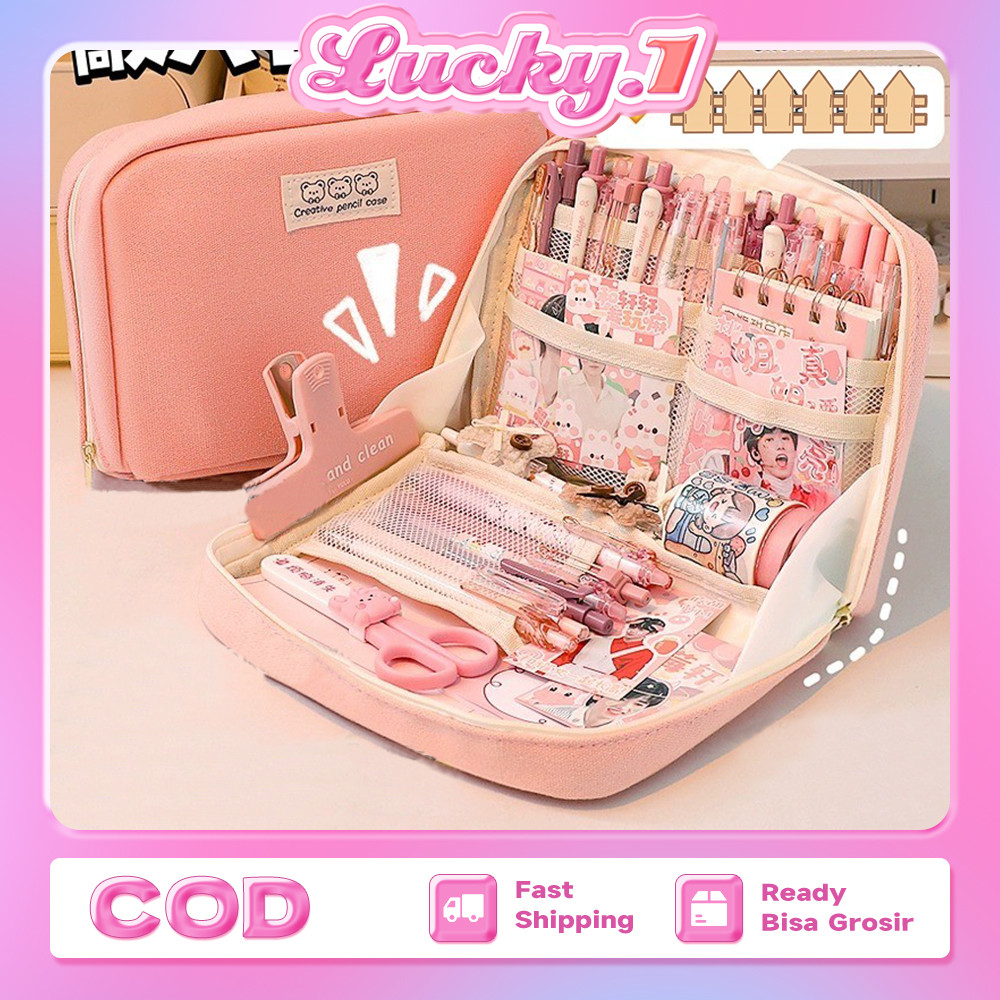 

8-Layer Kotak Pensil Transparan Aesthetic Pencil Case Anak Sekolah Kapasitas Besar Stationery Kantor