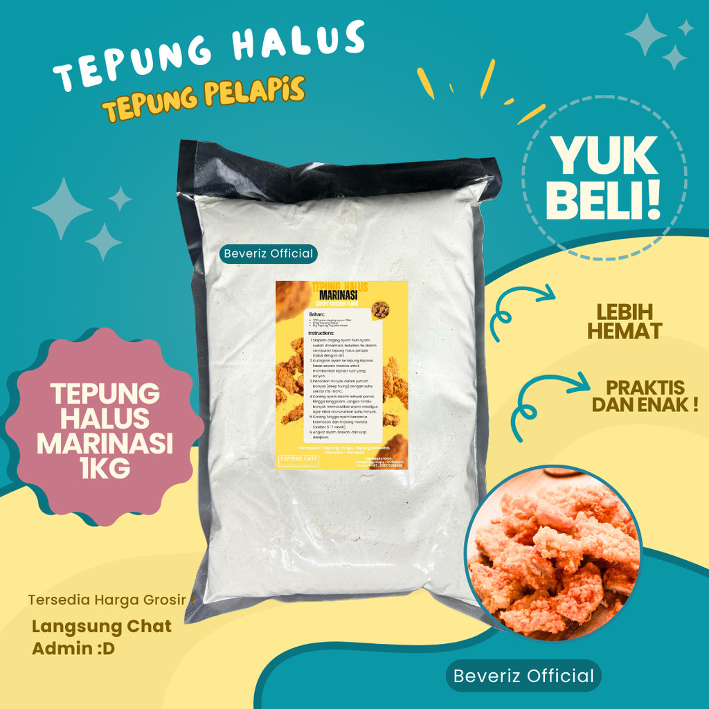 

BEVERIZ Tepung Halus Marinasi 1Kg | Tepung Pelapis {BISA COD}{TERSEDIA HARGA GROSIR}