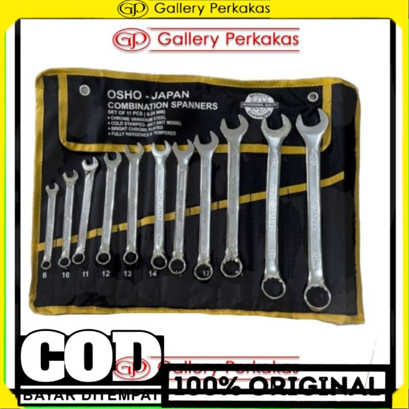 Premium Kunci Ring Pas Set 11pcs 8-24 osho chrome vanadium osho japan