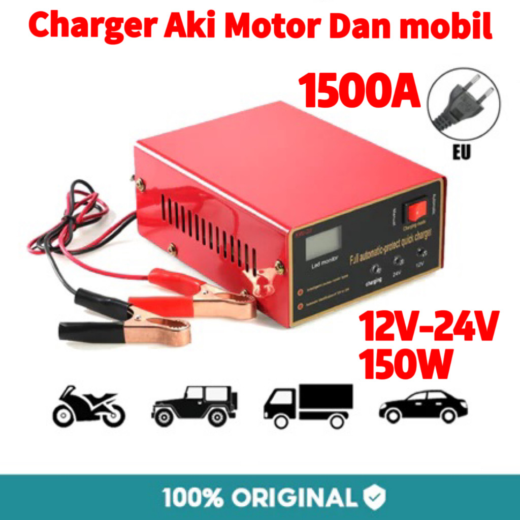 1500A Charger Aki Otomatis Smart Intelligent Auto Repair Mobil Pengisi daya Charger Otomatis