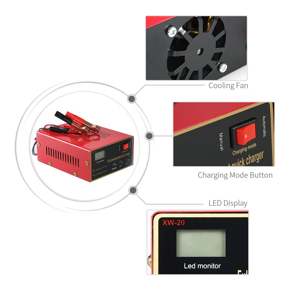 Sale 1500A Charger Aki Otomatis Smart Intelligent Auto Repair Mobil Pengisi daya Charger Otomatis