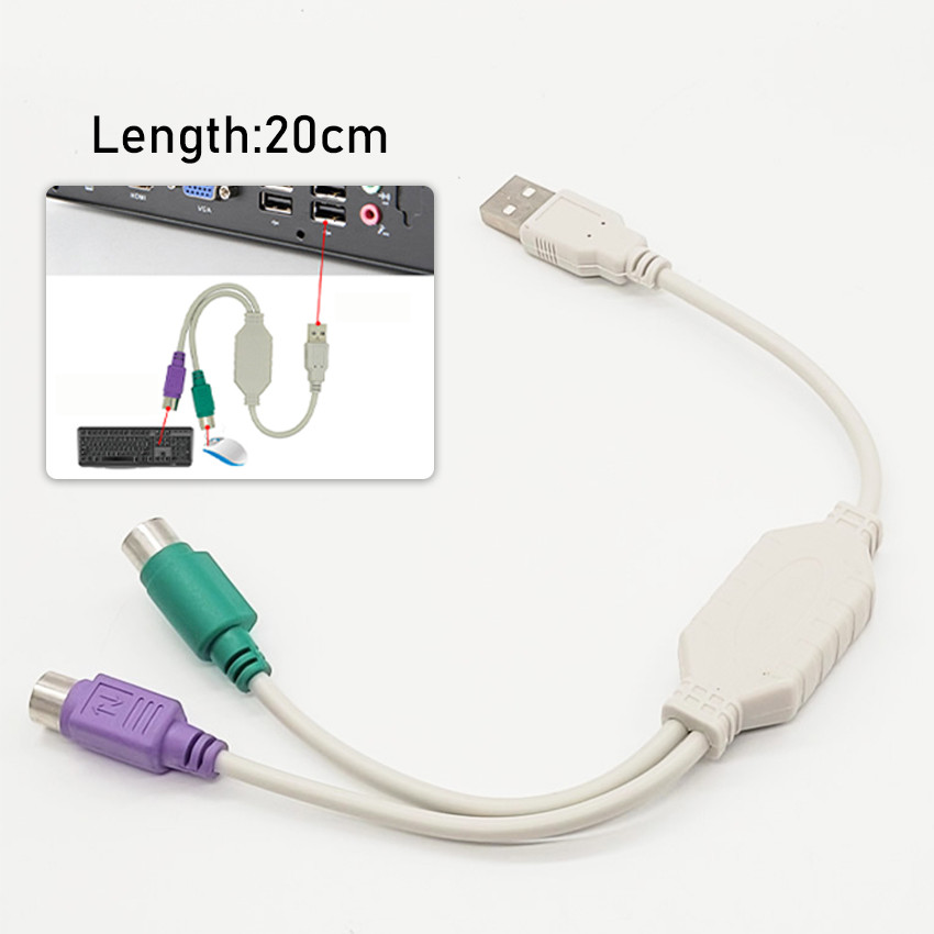 Converter USB to PS2 Adapter Mouse Keyboard & Mouse Kabel USB To PS2 / Converter USB 2.0 Male To PS2