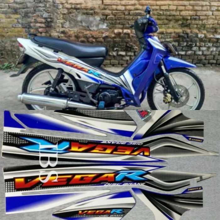 STRIPING VEGA R PUTIH BIRU 2005 STIKER ORI YAMAHA POLET STIKER