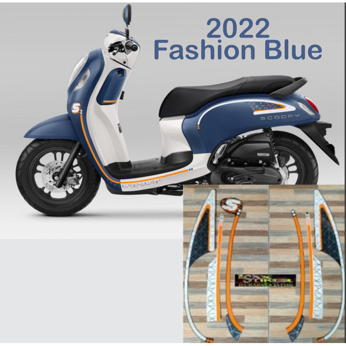 STICKER STRIPING HONDA SCOOPY NEW BIRU PUTIH TAHUN 2022