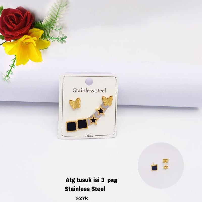 Anting Tusuk Wanita Set3 / Anting Wanita Titanium / Fashion Korea / Bisa Bayar Di Tempat