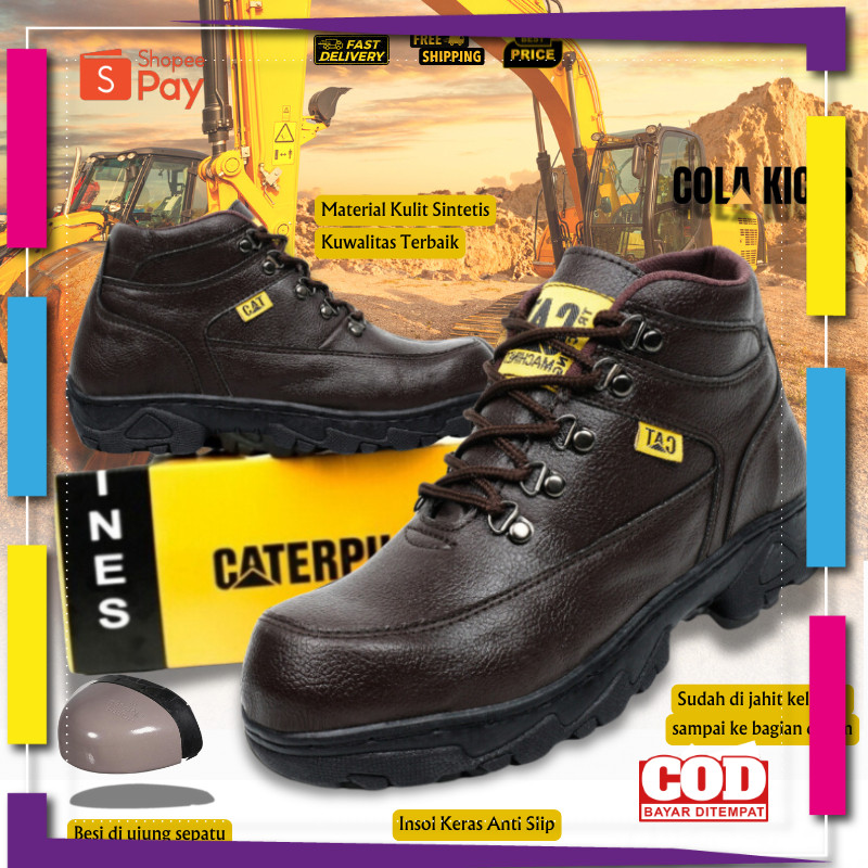 [PREMIUM ORIGINAL] Sepatu Safety Pria Boots Caterpillar Ujung Besi - Safety Low Boots - Sepatu Kerja