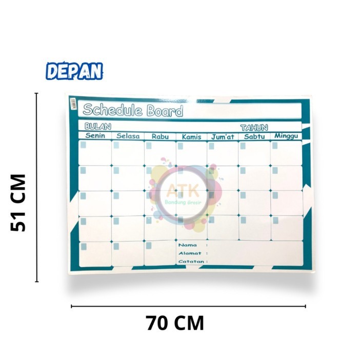 

Schedule Board Besar Ukuran 50 x 70 cm Permukaan Glossy 2 sisi Plus White Board Packing Aman - Satuan