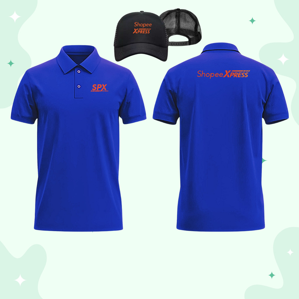 FREE TOPI !!! Baju Kaos Poloshirt Lengan Pendek Custom SABLON Logo SHOPEE EXPRESS - SPX FREE NAMA DA