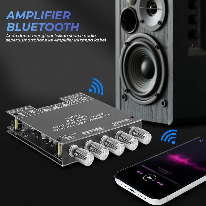 Digital Amplifier Audio Bluetooth Receiver AUX in Bass Subwoofer Balance Equaliser 200 Watt - AMPLIF