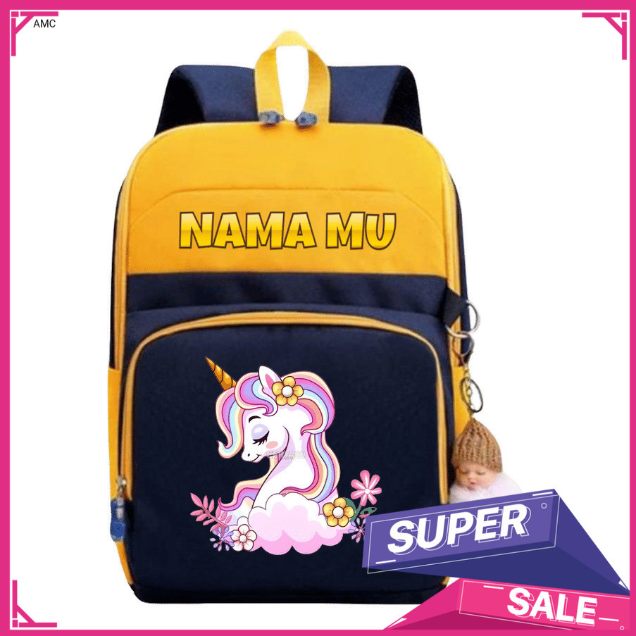 AMC Tas Ransel Unicorn Anak Perempuan Lucu dan Imut - Backpack Sekolah TK SD Muat Buku & Botol Minum