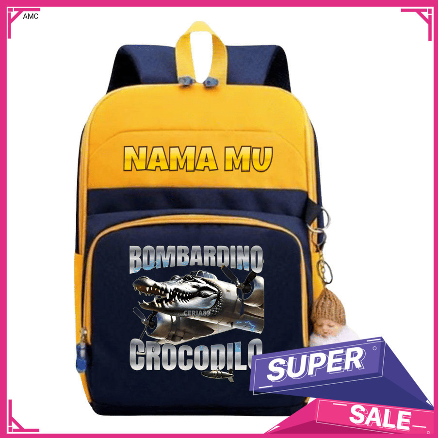 AMC Tas Ransel Anak Anomali Bombardiro Crocodilo – Backpack Sekolah TK SD Karakter Unik Bombardiro C