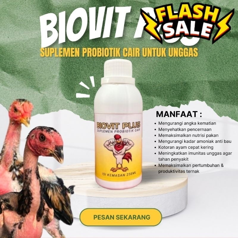 Hot Probiotik ayam bangkok biovit plus ayam sehat nafsu makan tinggi pertumbuhan & produksi telur ma