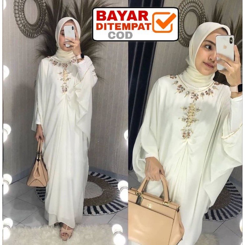 Kaftan Payet Raisa / Kaftan Lebaran / Kaftan Jumbo / Kaftan Mewah / Baju pesta