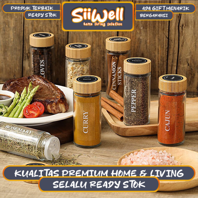 Botol Bumbu Kaca Botol Bumbu Rempah Dapur 【 SII WELL 】