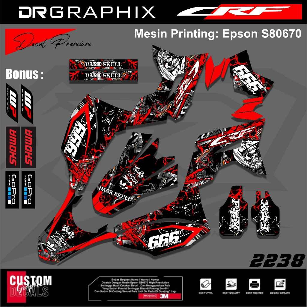 (Bisa Cod) Decal Stiker Crf Hitam Keren Terbaru - Stiker Crf Supermoto - Decal Crf 150L Supermoto Hi
