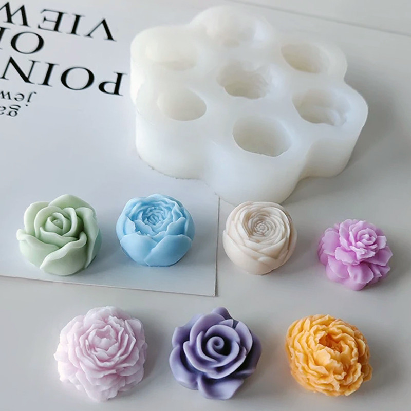 

3D Flower Silicone Molds 3D Rose Peony Chocolate Cake Baking Mold Handmade Candle Soap Gypsum Resin Handicraft Making Tools