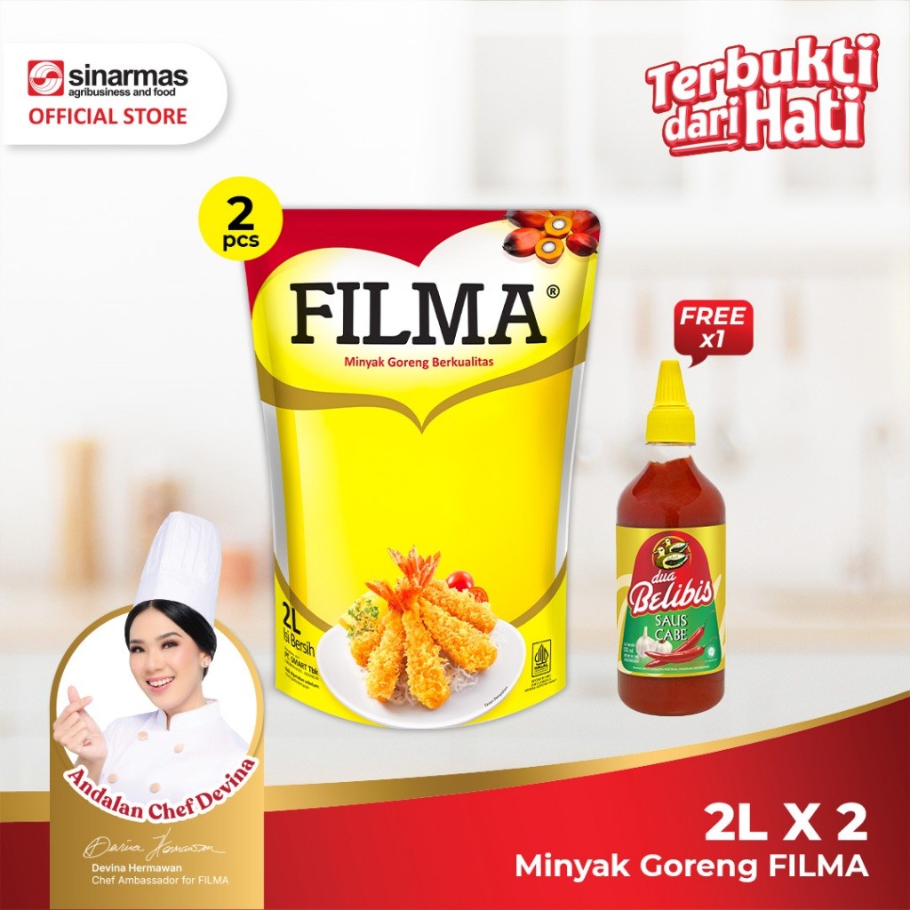 

Filma Minyak Goreng Pouch 2L Twinpack Free Saos Sambal Cabe Dua Belibis 535 ml