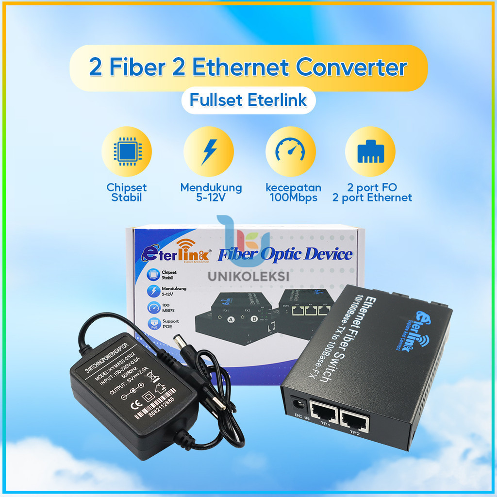 NEW  MEDIA CONVERTER 2 FIBER 2 ETHERNET CM2F2E  2F2E-ConverterSaja / FULLSET
