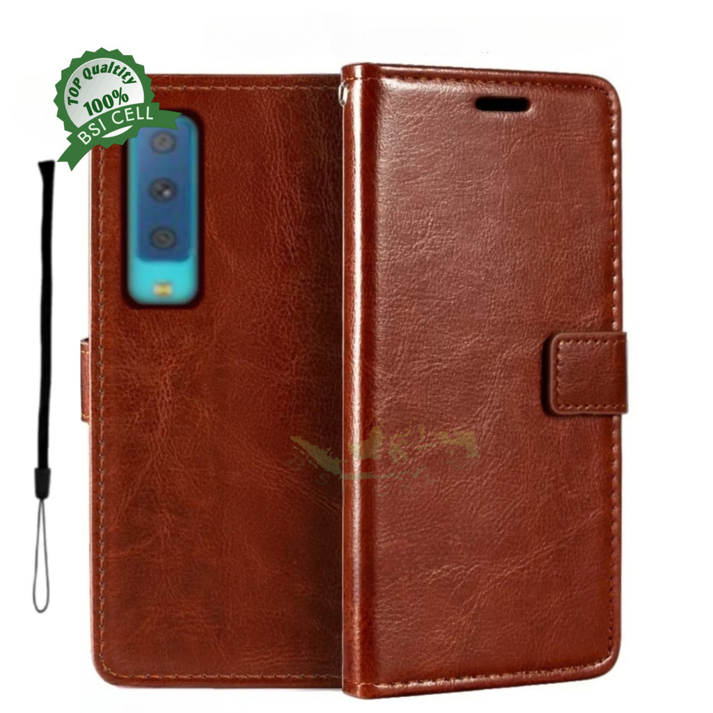 CASE SAMSUNG A750 A7 2018 LEATHER CASE SARUNG HP DOMPET KULIT FLIP COVER CASE BUKA TUTUP KESING DOMP