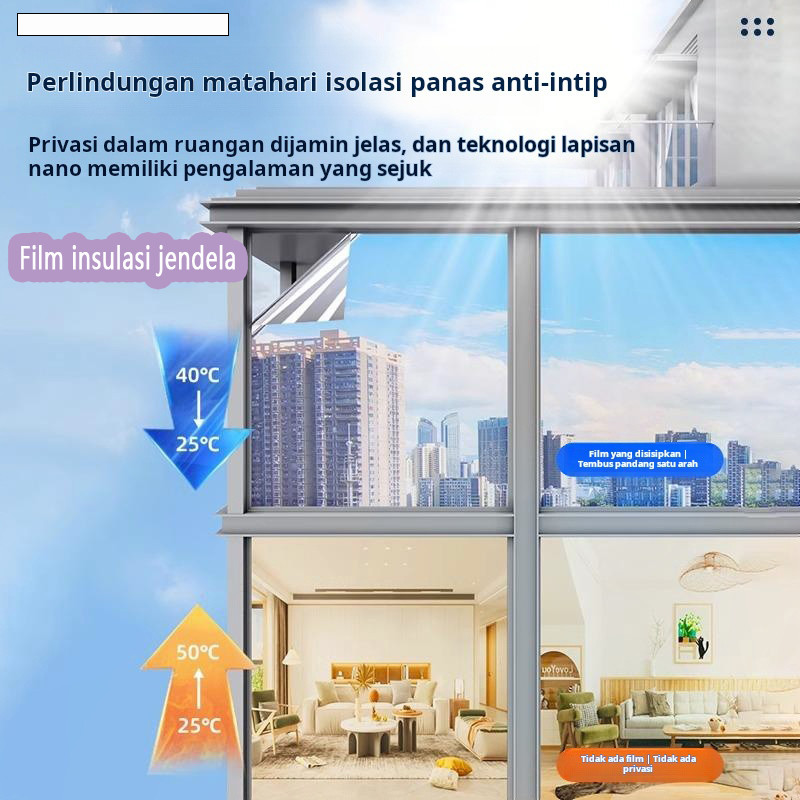 Stiker kaca anti sinar matahari stiker kaca luar tidak bisa melihat bagian dalam film isolasi kertas