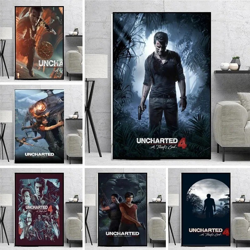 

Uncharted 4 A Thiefs End New Game Canvas Painting Posters and Prints Wall Art Pictures for Living Room Home Decor Cuadros