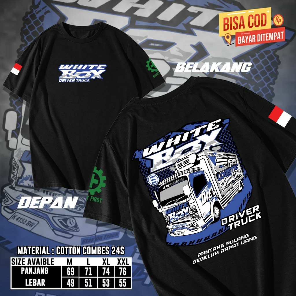 BAJU KAOS WHITE BOX TRUK KAOS BOX DRIVER KAOS DRIVER KAOS TRUK DEWASA KAOS TRUK OLENG